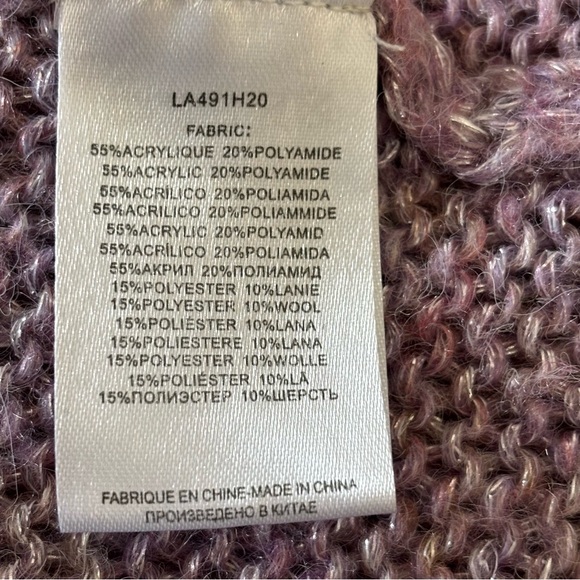 Molly Bracken Purple Metallic Shimmer Cable Knit Crewneck Sweater Size S/M - Picture 5 of 6